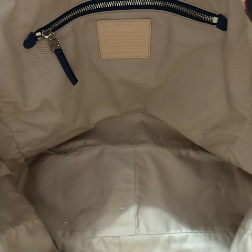 Red White Blue Leather Coach large Tote - Picture 4 of 4